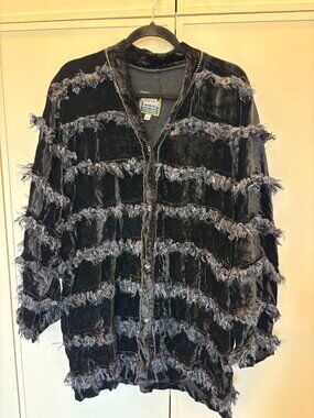 Vintage Paula Sweet velvet fringe cardigan